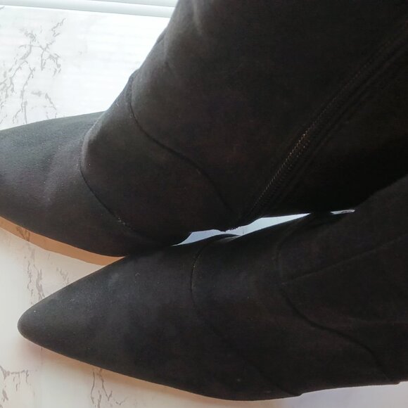 Modern Rush Womens Black Suede Stiletto Bootie Gorgeous Heeled Ankle Boots 💜 - Picture 8 of 11